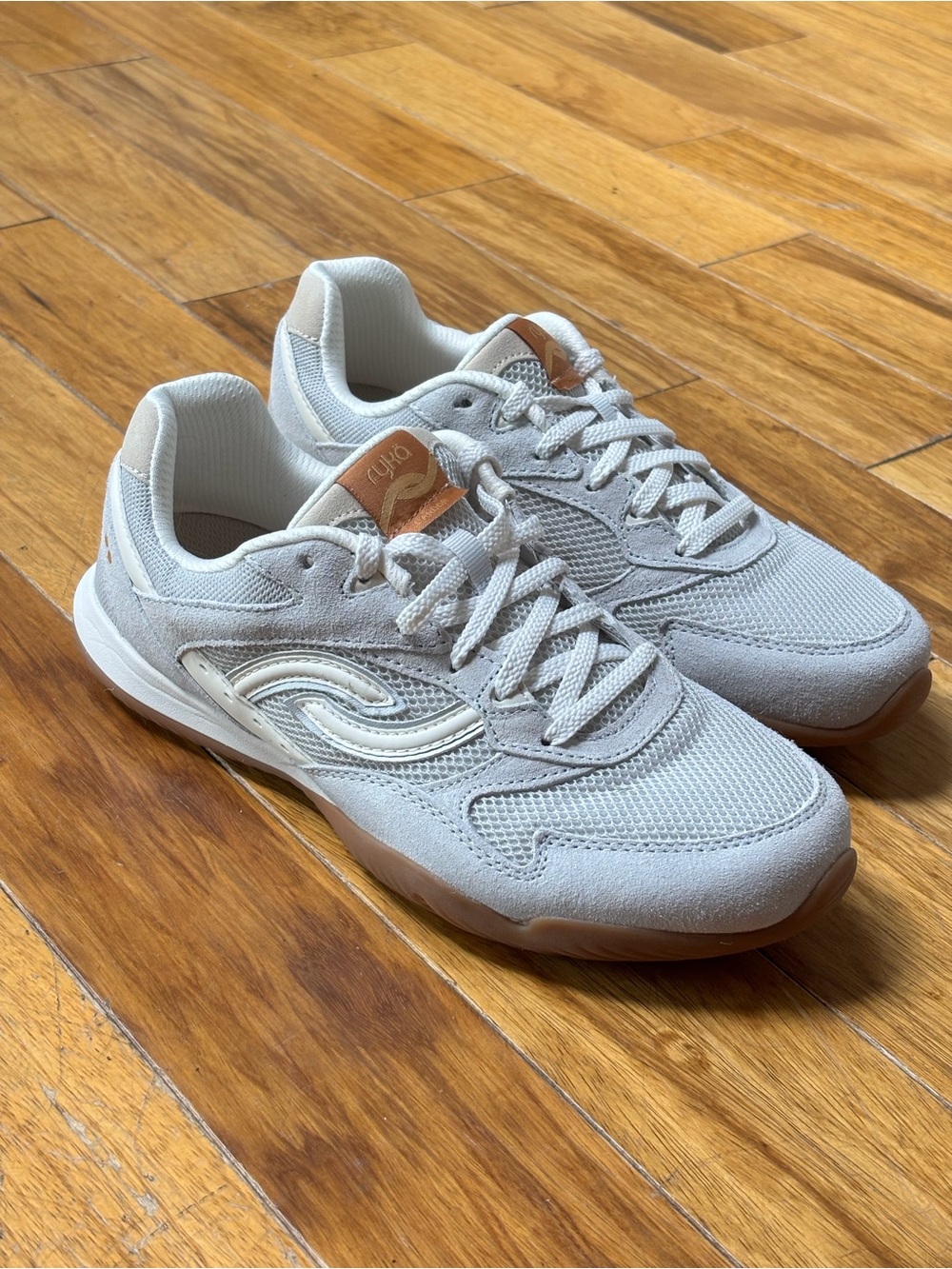 Ryka Candor Women’s 8.5W Gray/Beige Suede Mesh Sneakers Gum Sole